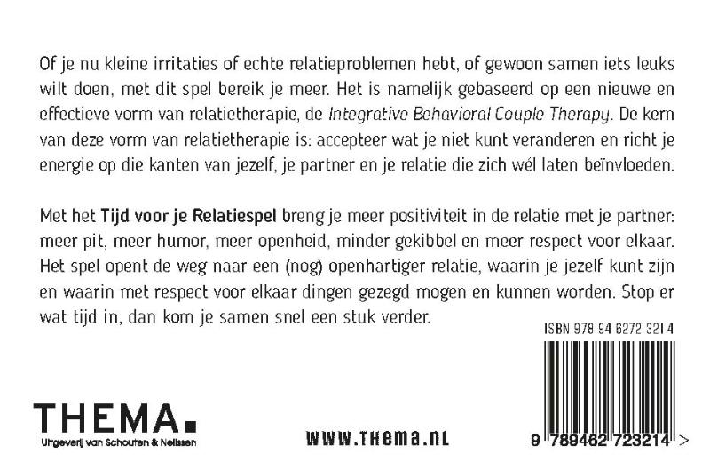 Achterkant van Tijd voor je relatiespel