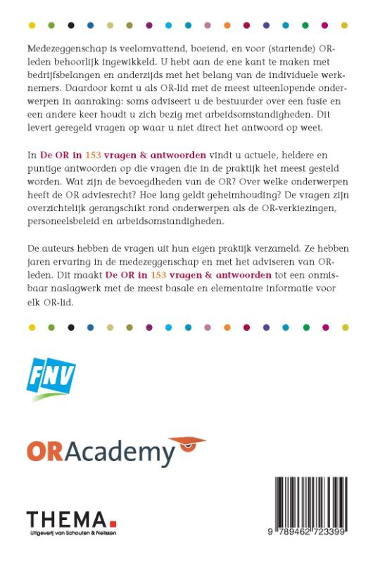 Achterkant van De OR in 153 vragen en antwoorden