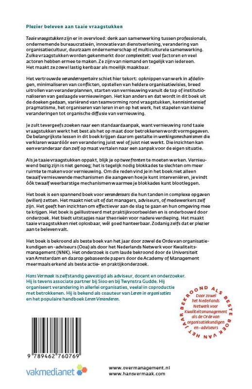 Achterkant van Plezier beleven aan taaie vraagstukken