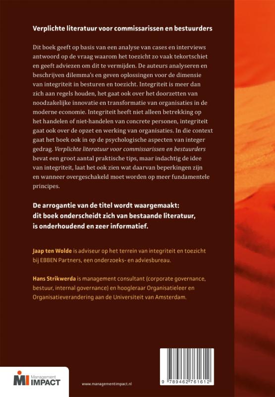Achterkant van Verplichte literatuur voor commissarissen en bestuurders