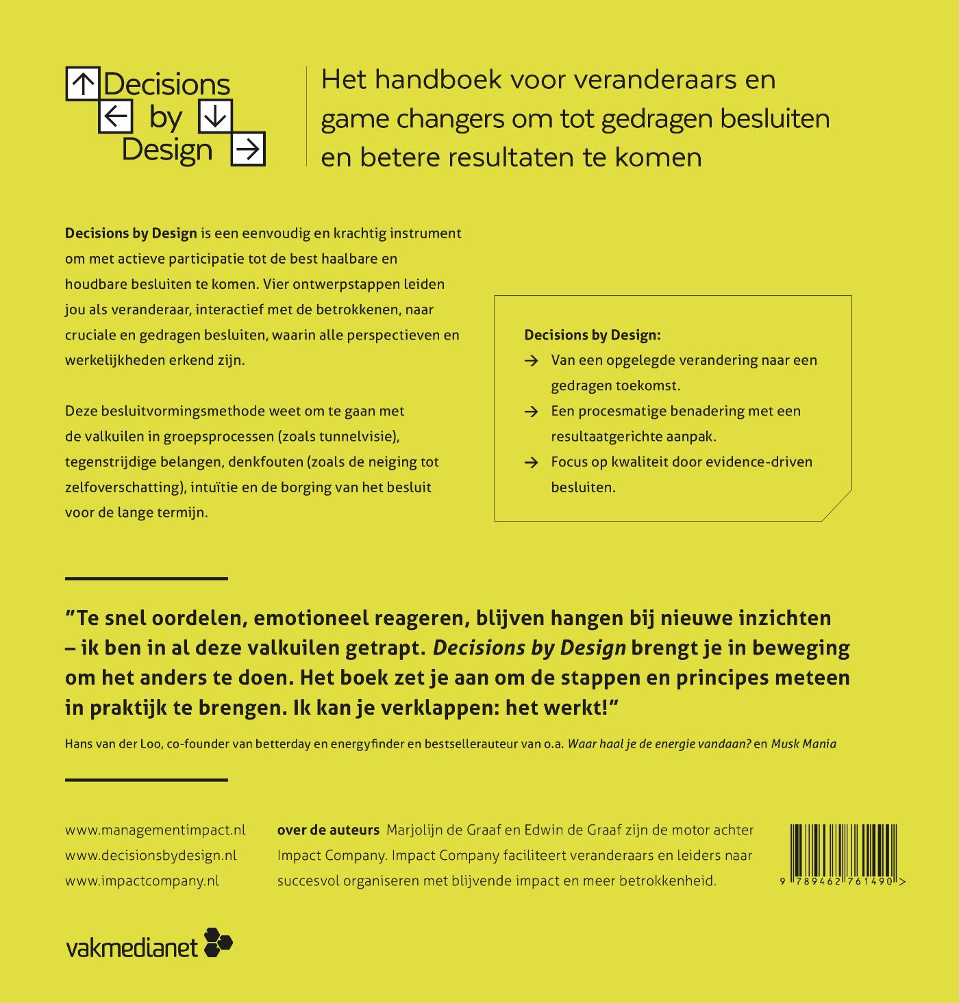 Achterkant van Decisions by design