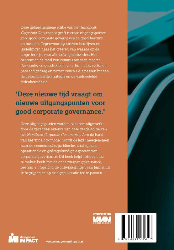 Achterkant van Handboek Corporate Governance