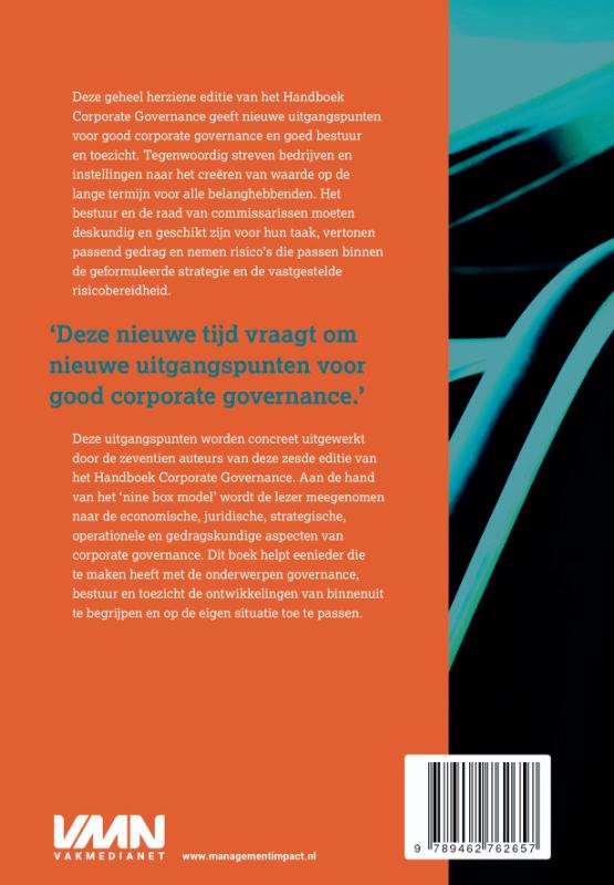 Achterkant van Handboek Corporate Governance