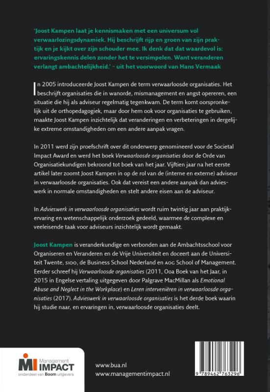 Achterkant van Advieswerk in verwaarloosde organisaties