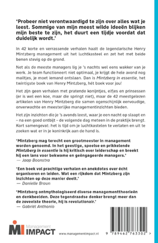 Achterkant van Mintzberg in essentie