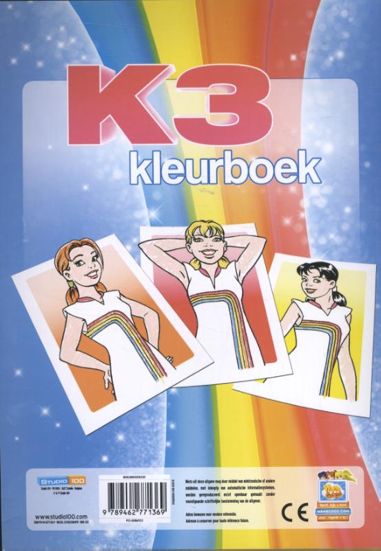 Achterkant van K3 nieuw kleurboek