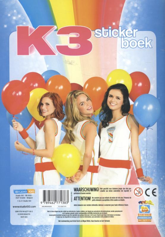 Achterkant van K3 stickerboek