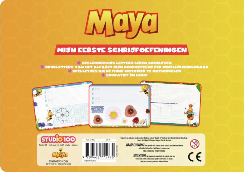 Achterkant van Maya: kartonboek - Mijn eerste schrijfoefeningen