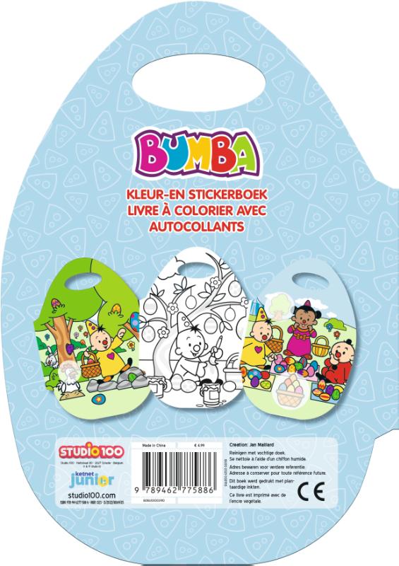 Achterkant van Bumba : kleur- en stickerboek - Pasen