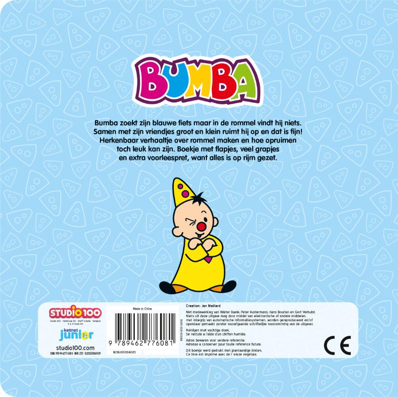 Achterkant van Bumba : kartonboek met flapjes - Ik ruim op, dat is top