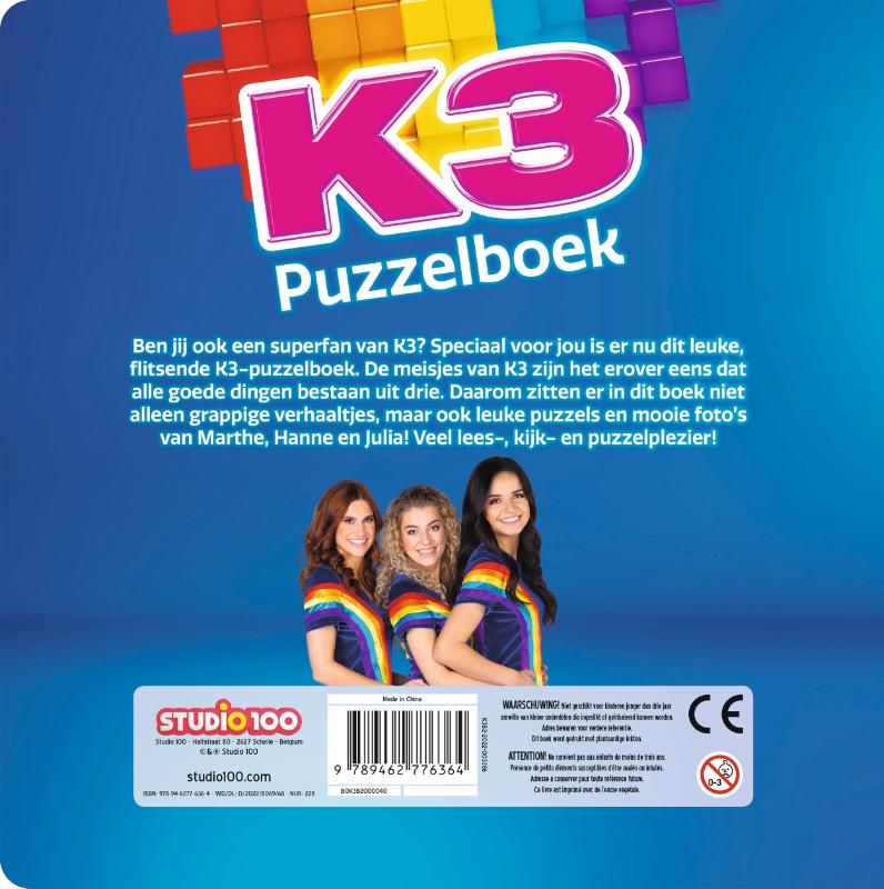 Achterkant van K3 : puzzelboek - Een nieuw begin