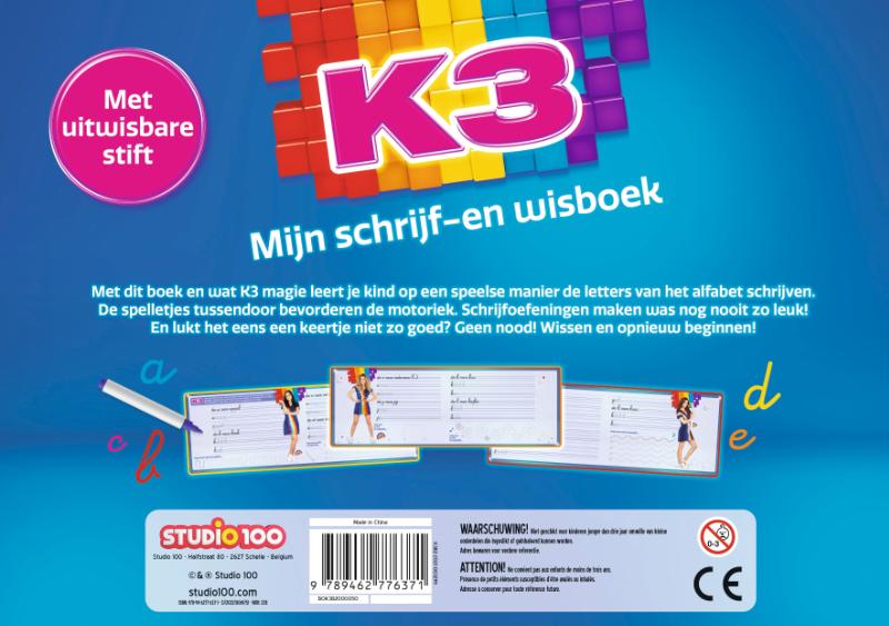 Achterkant van K3 : Schrijf- en wisboek
