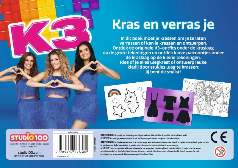 Achterkant van K3 krasboek: Kras en verras je