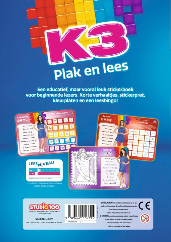 Achterkant van K3 : ik leer lezen - met stickers