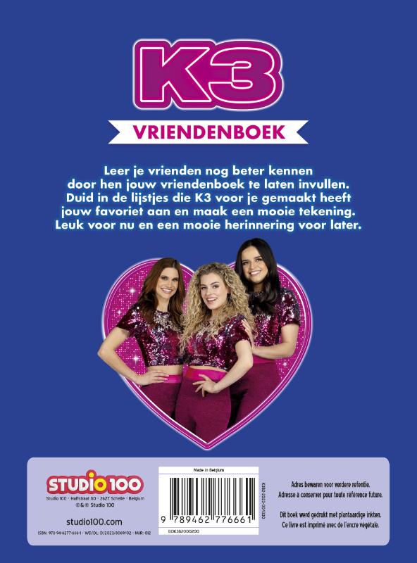 Achterkant van K3 : vriendenboek - vleugels