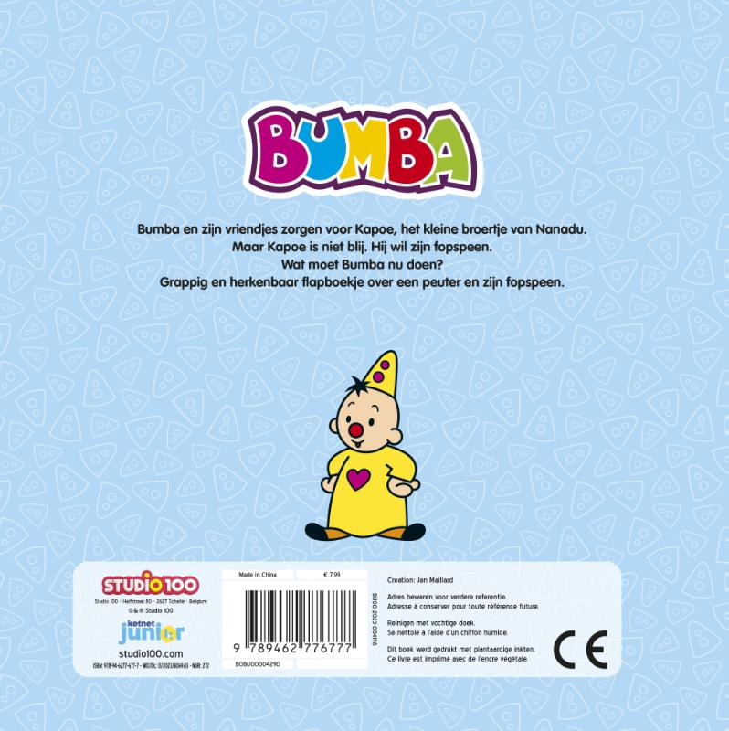 Achterkant van Bumba : kartonboek met flapjes - De fopspeen
