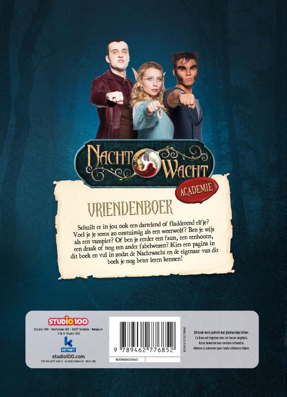 Achterkant van Nachtwacht Academie - vriendenboek