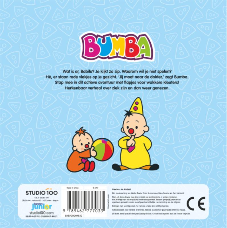 Achterkant van Bumba : kartonboek met flapjes - Bij de dokter