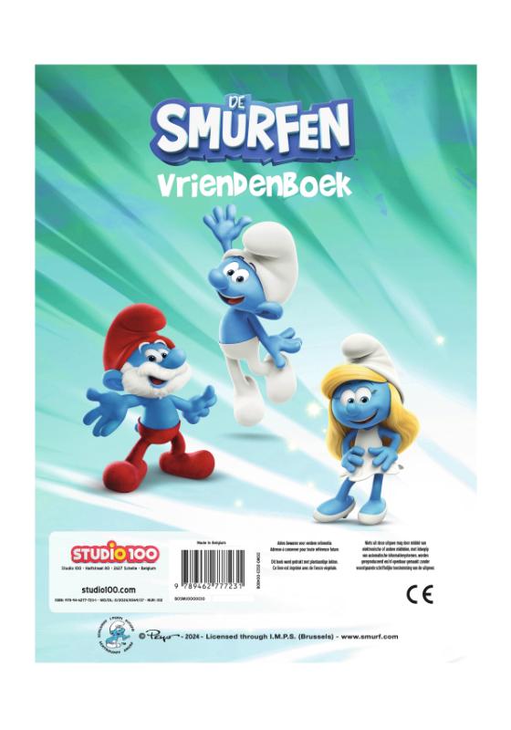 Achterkant van De Smurfen vriendenboek