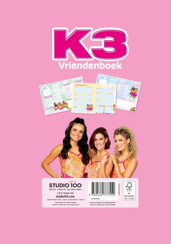 Achterkant van K3: Vriendenboek