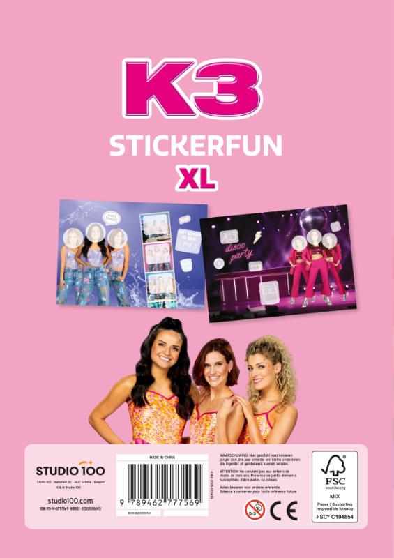 Achterkant van K3 Stickerfun XL