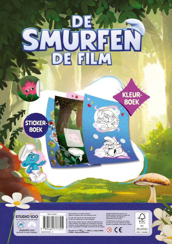 Achterkant van De Smurfen : sticker- en kleurboek - Film