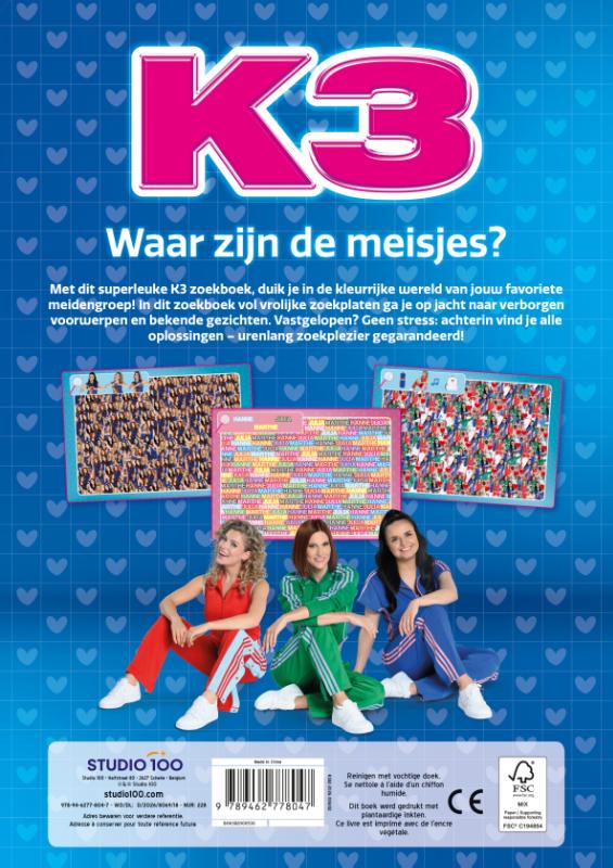 Achterkant van K3: zoekboek - Waar zijn de meisjes?