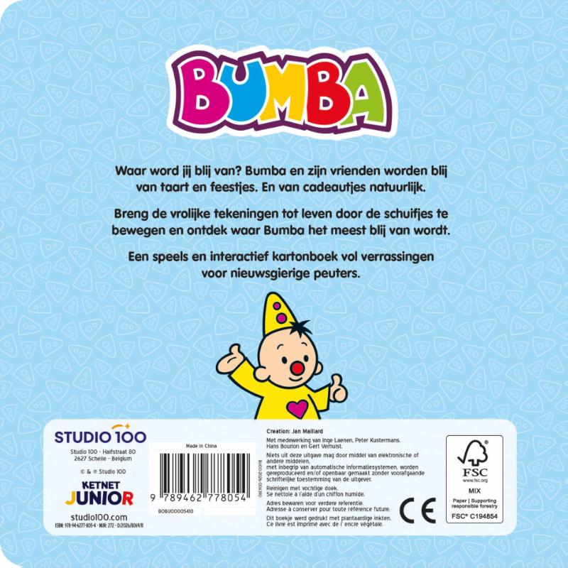 Achterkant van Bumba : kartonboek met schuifjes - Kleine gelukjes