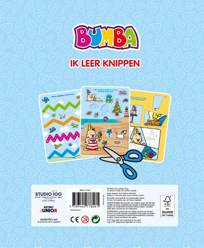 Achterkant van Bumba : activiteitenboek met schaar - ik leer knippen