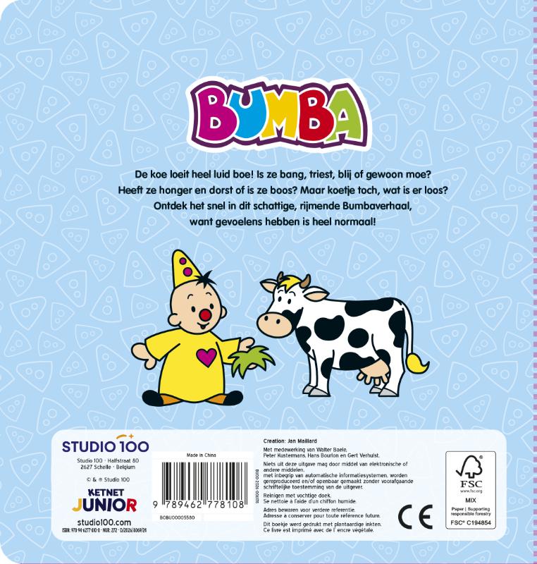Achterkant van Bumba : Kartonboek met flapjes - Boe doet de koe