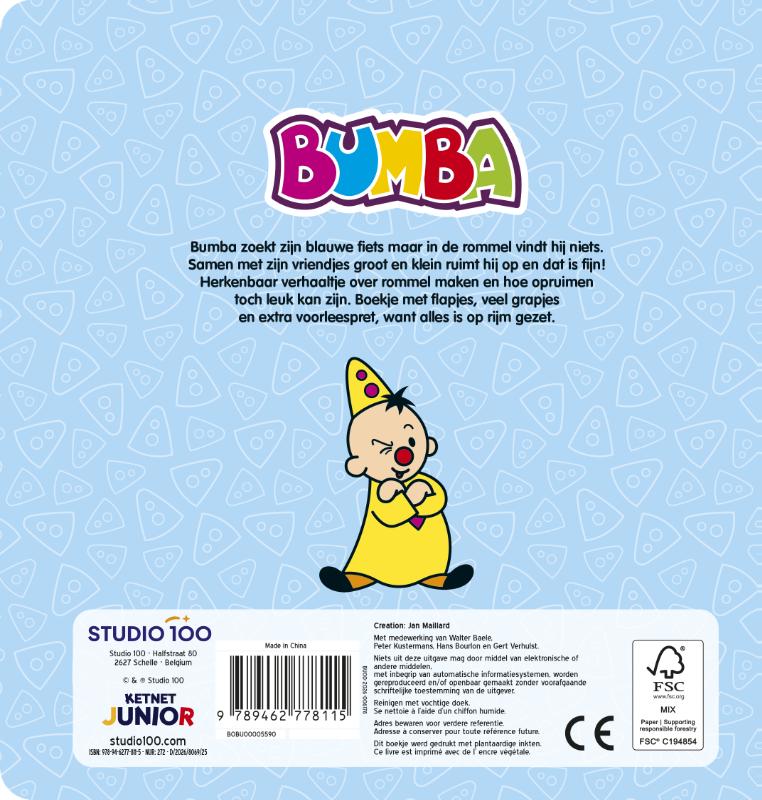Achterkant van Bumba : Kartonboek met flapjes - Ik ruim op, dat is top!