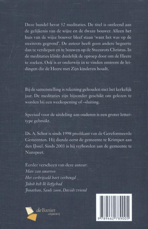Achterkant van Op de Steenrots gegrond