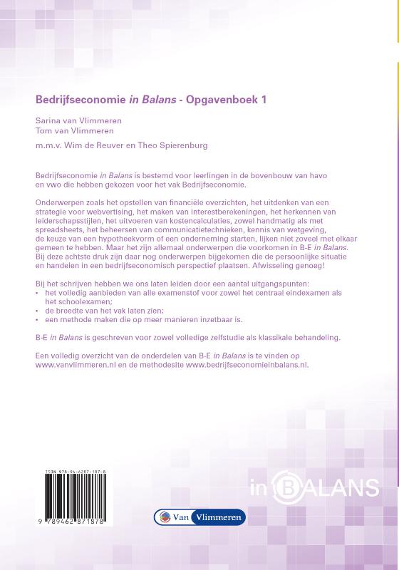 Achterkant van Bedrijfseconomie in Balans
