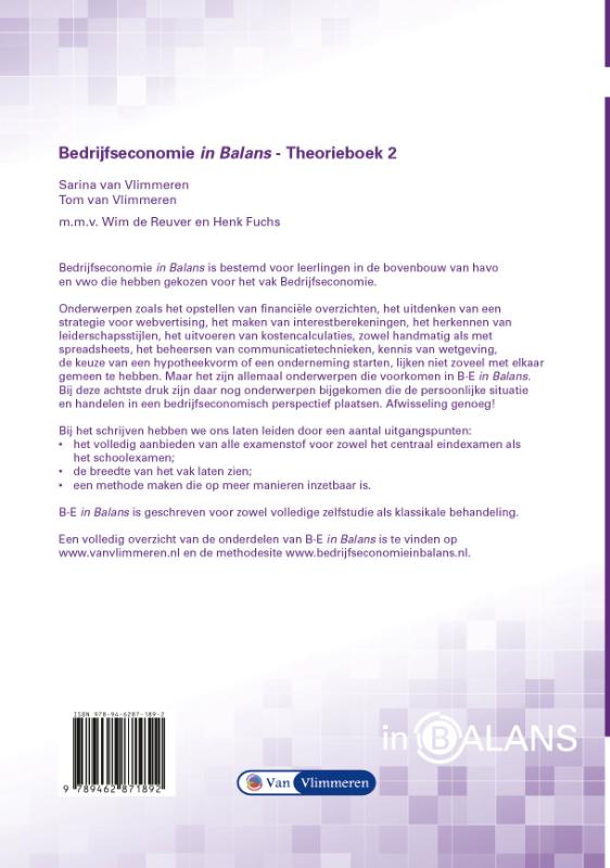 Achterkant van Bedrijfseconomie in Balans vwo theorieboek 2