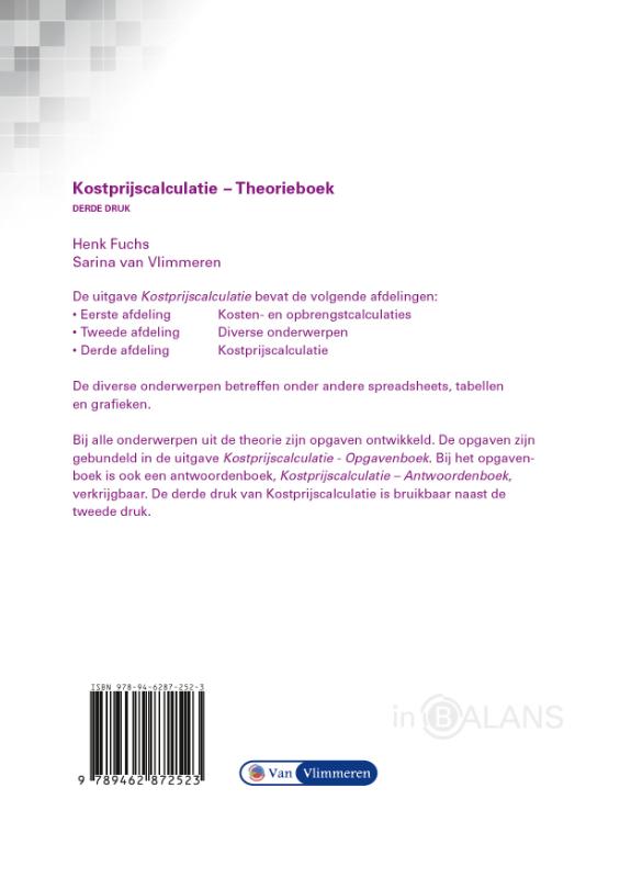 Achterkant van Kostprijscalculatie