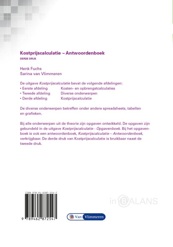 Achterkant van Kostprijscalculatie