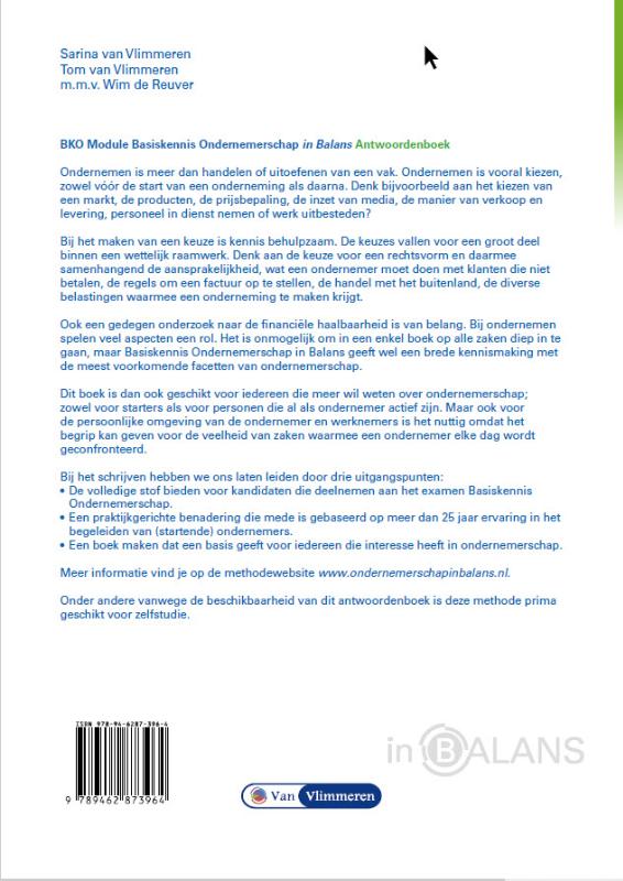 Achterkant van antwoordenboek