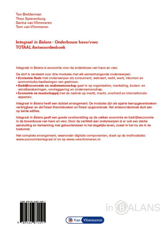 Achterkant van Integraal in Balans - Totaal antwoorden