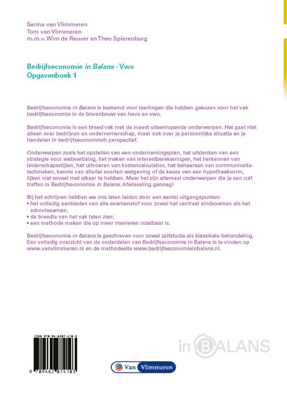Achterkant van opgavenboek 1