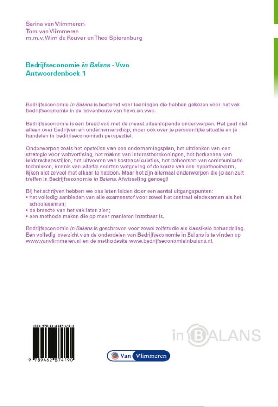 Achterkant van antwoordenboek 1