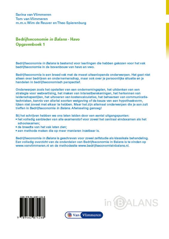 Achterkant van opgavenboek 1