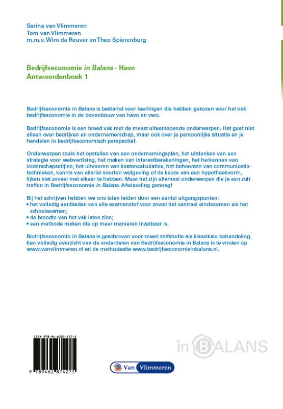 Achterkant van antwoordenboek 1
