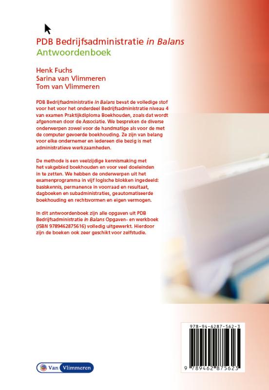 Achterkant van PDB Bedrijfsadministratie in Balans niveau 4 - Antwoordenboek