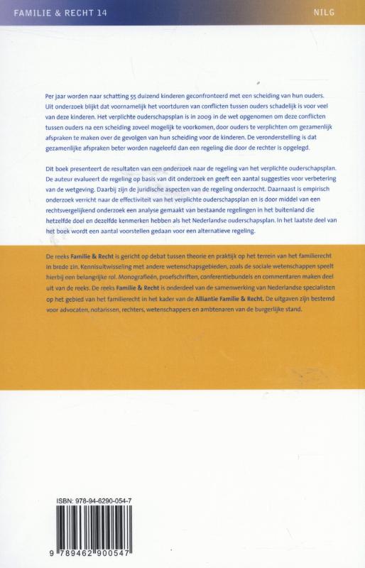 Achterkant van Het verplichte ouderschapsplan: regeling en werking