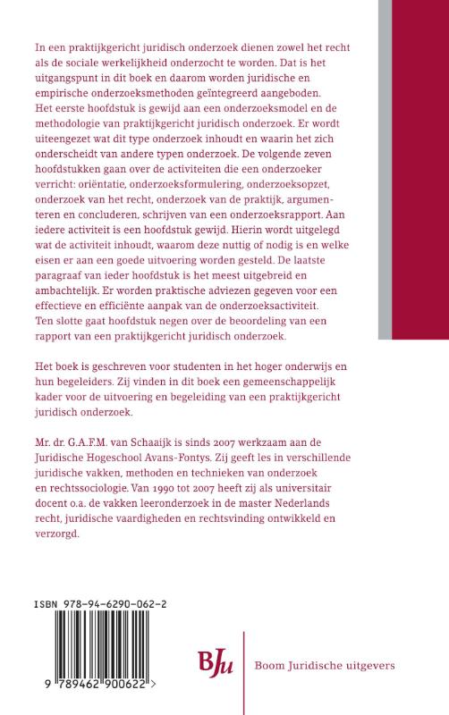 Achterkant van Praktijkgericht juridisch onderzoek