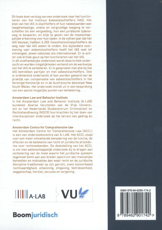 Achterkant van Perspectieven op het instituut asbestslachtoffers