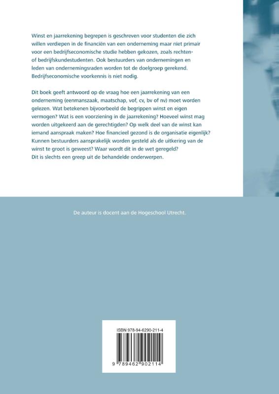Achterkant van Winst en jaarrekening begrepen