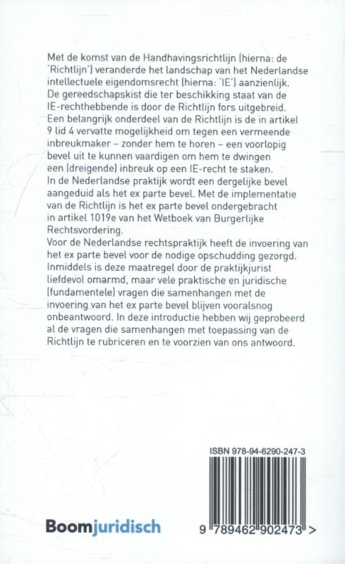 Achterkant van Het ex parte bevel