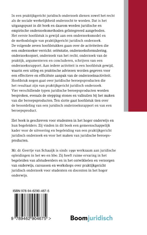 Achterkant van Praktijkgericht juridisch onderzoek