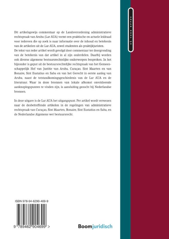 Achterkant van Landsverordening administratieve rechtspraak Aruba